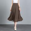 Sommer Neuer Einfarbiger Hellbrauner Chiffonrock Mittellang A-Linie Großer Schwung Damenrock Knielanger Rock