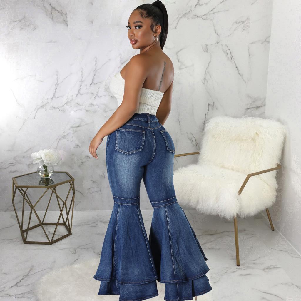 Fashion Wide-Leg Stretch Denim Flare Pants