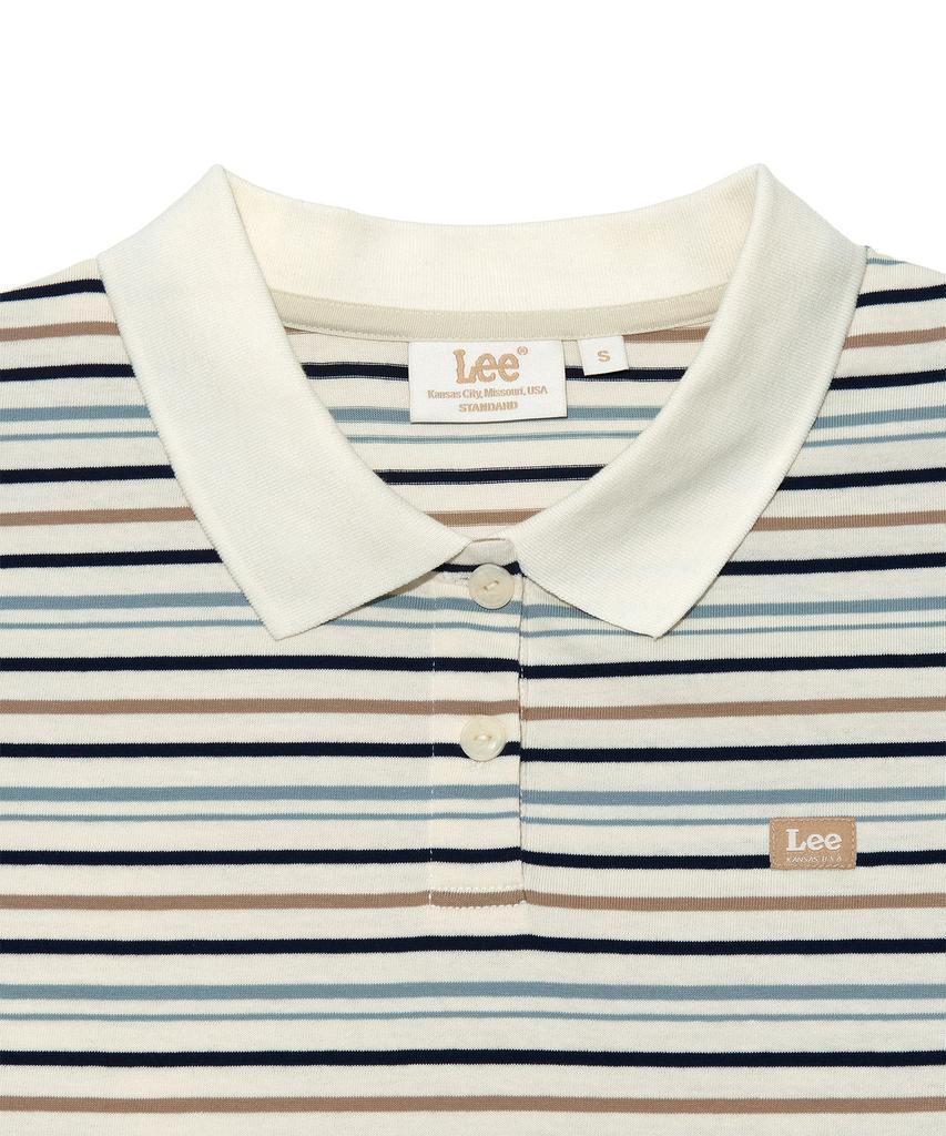 LEE Women'S Multi-Stripe Collared T-Shirt Ivory
