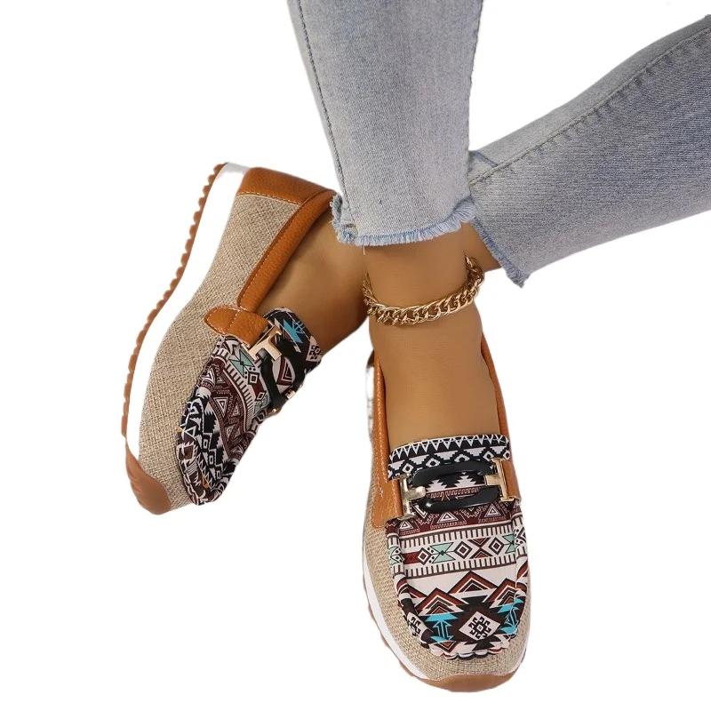 Ladies Shoes New Loafers Women's Flats Outdoor Casual Flats Women Metal Decoration Mixed Colors Round Toe Slip On Ladies Shoes