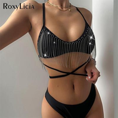 Bling gland enveloppant autour de Bikini femme maillot de bain femmes maillots de bain deux pièces ensemble de Bikini rembourré baigneur maillot de bain bain dame