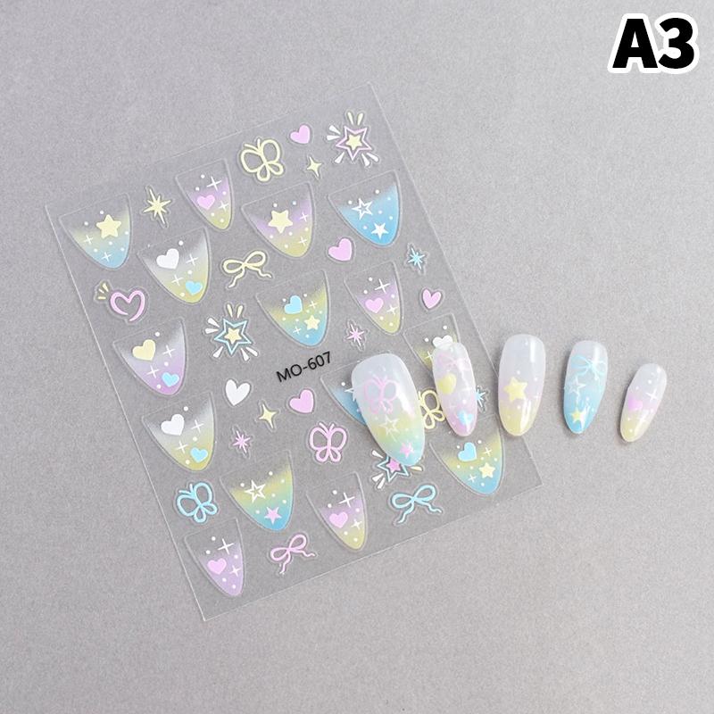 Dopamine Fireworks Nail Art Stickers Romantic Starry Sky Bright Fireworks Adhesive Nail Slider Jewelry Manicure Tool