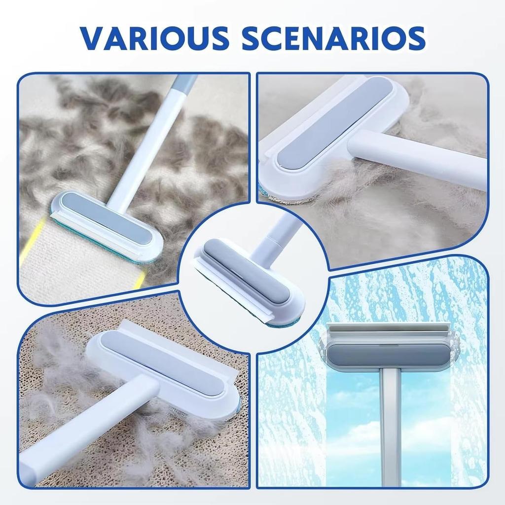 Reusable Pet Hair Remover for Carpet Furniture & Car Lint Roller Tool for Dog & Cat Hair 4-in-1 Multifunctional Washable Cleaning Brush