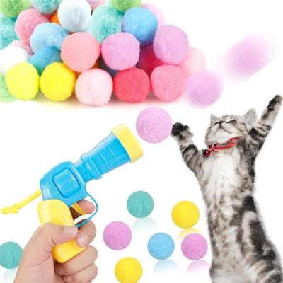 50-Pack Cat Ball Toy Launcher Set – Plush Cat Balls With Launcher Gun – Interactive Fetch Toys For Indoor Cats – Safe, Quiet, Lightweight – 1.2" Balls