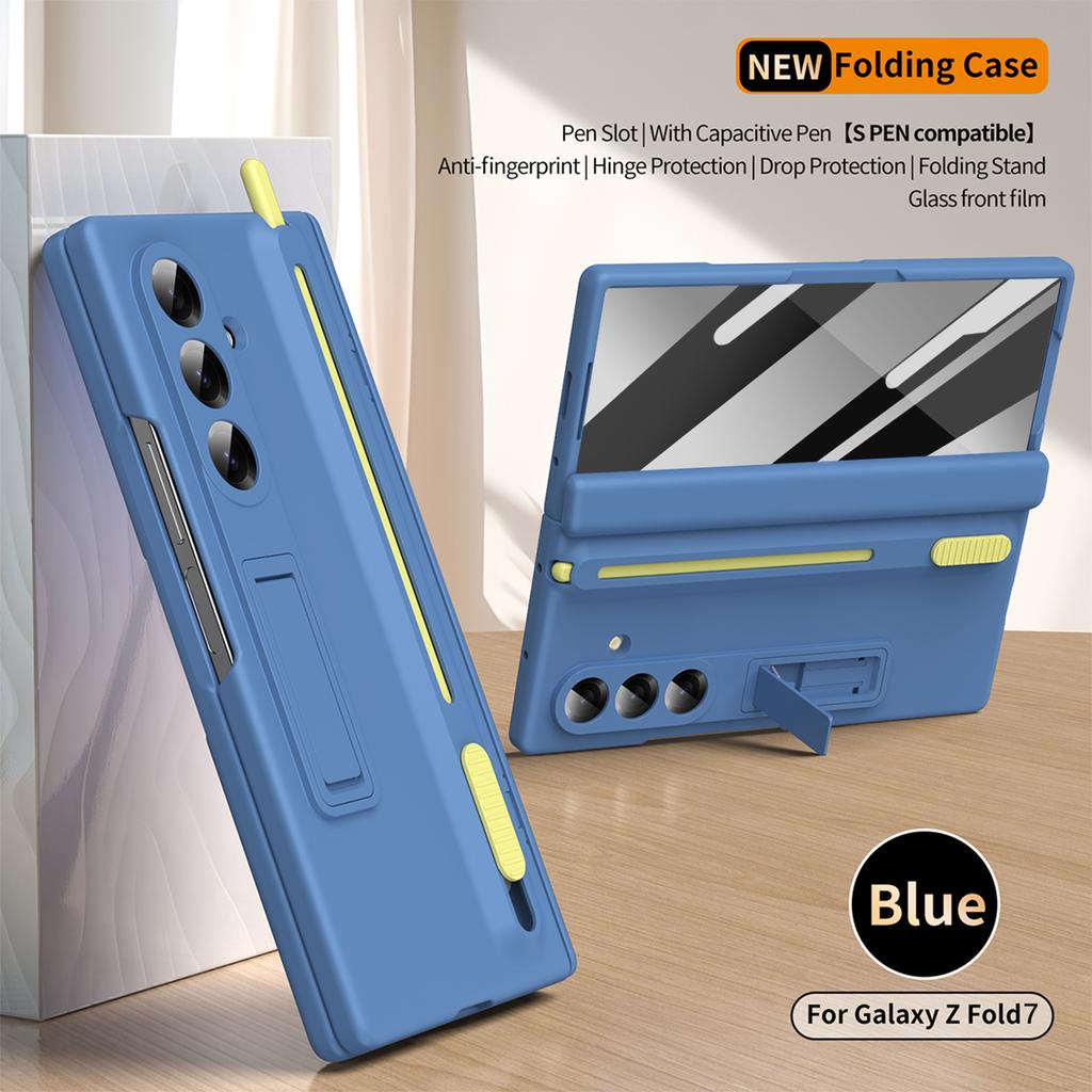 Avec Film Protecteur d'Écran en Verre Coque de Protection pour Charnière Complète pour Samsung Galaxy Fold 8 7 6 5 4 3 avec Stylo et Support Caché Housse antichoc