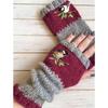 Warm Half Finger Gloves Embroidered Bird Fingerless Gloves Fashion Knit Mittens  for Men Women