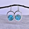 Genuine Copper Turquoise Dangle Earrings Turquoise Jewelry Handmade Bohemian Sterling Silver Earrings Bridesmaid Earrings Gift for Her