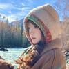 Fashion Bear Ear Knitted Woolen Hat Windproof Thickened Beanies Cap Keep Warm Ear Protection Cap for Women
