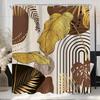 Black Gold Christian Shower Curtain, Tropical Palm Bible Verse Print, Modern Monstera Aesthetic With Hooks