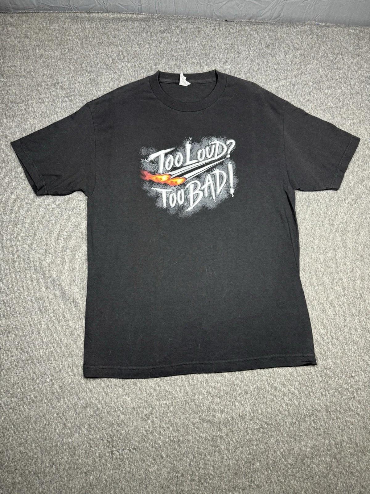 

Allstyle Mens T Shirt Large Black Biker Too Loud Too Bad Vintage Crew Neck 3XL