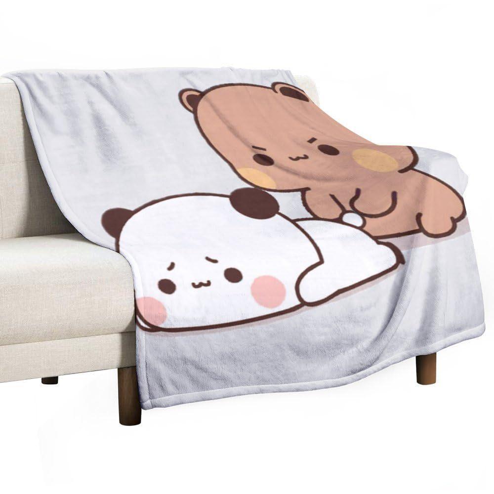 Cute Bear Flannel Blanket Cartoon Animation Digital Printing Air Conditioner Blanket Lunch Break Blanket