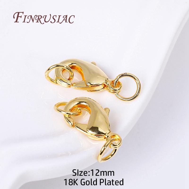 For Bracelet Necklace DIY Jewelry Making Supplies 10Pcs Wholesale Lobster Clasps with 2 Closed Rings Hooks Connectors Clasp