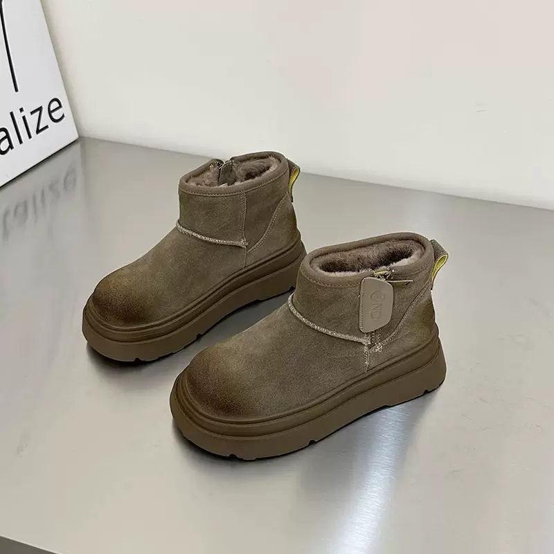 thick-soled snow boots women's winter velvet thickened cotton shoes European Martin boots French short boots and ankle boots