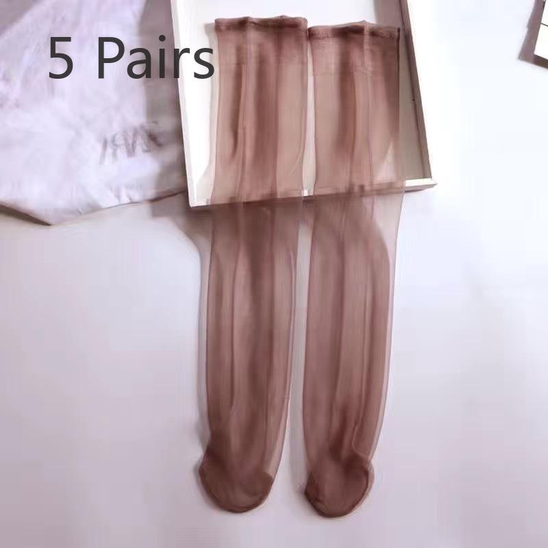 5 párů dámských letních ultratenkých tělových špiček průhledných neviditelných podkolenek