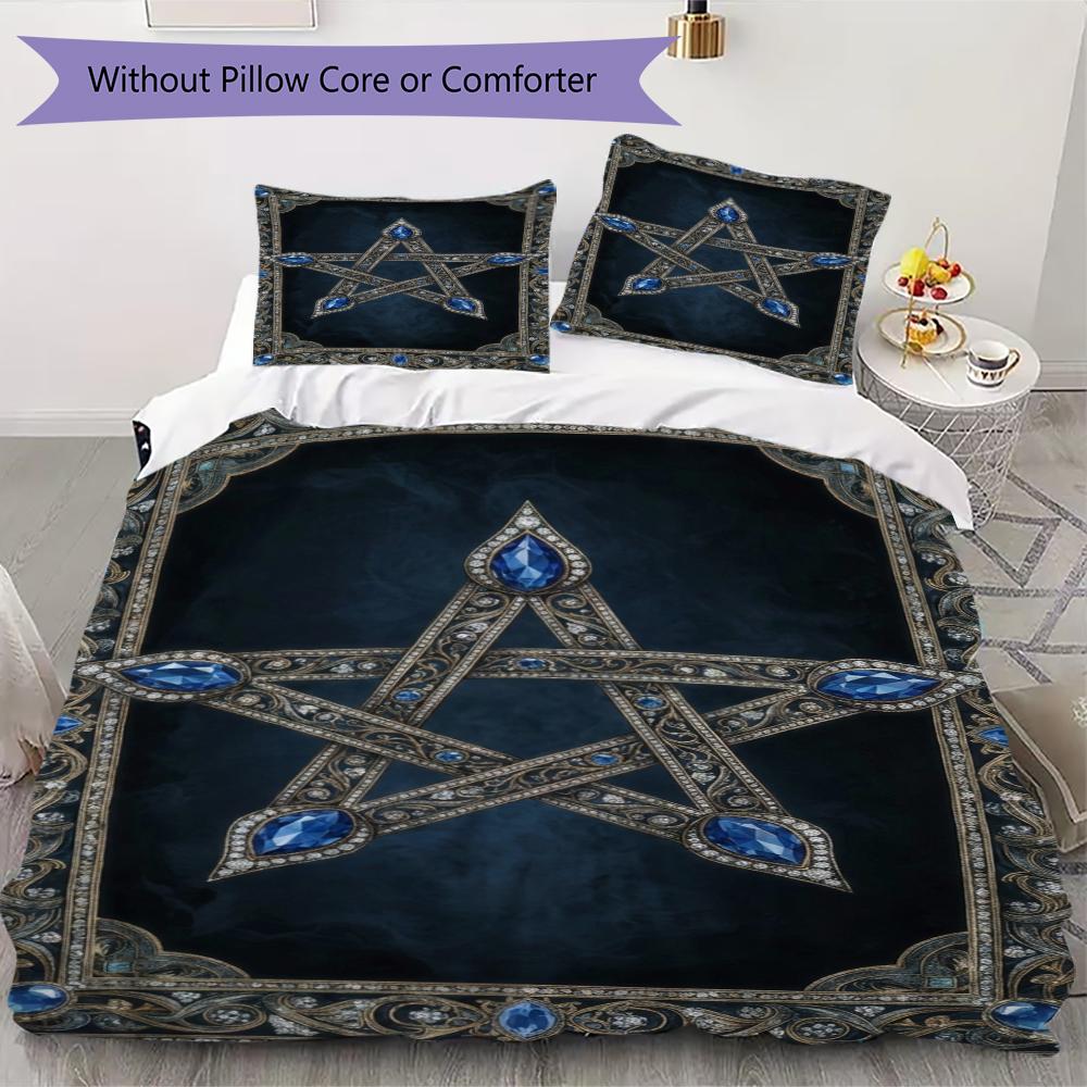 Pentagram Pattern Bedding Uilt Set Uilt Cover Pillowcase Home Decoration Birthday Gift (1 * Duvet Cover + 2 * Pillowcase Without Core)164