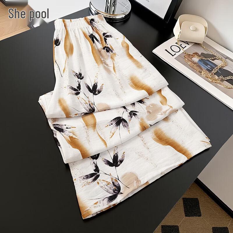 Women s Ink Wash Print Wide-Leg Casual Pants One Size