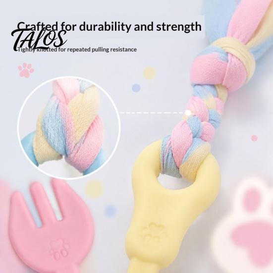 Aggressive Chewers Dog Toys Pet Molar Teeth Cleaning Fork Toy, Durable Woven Rope Training Macaron Colored Colors Interactive TPR Chew Toy for