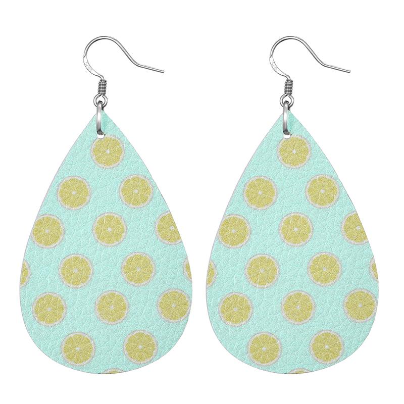 Summer Fashion Lightweight Faux Leather Earrings for Women Fruit Leaf Beach Teardrop Drop Dangle Earrings Jewelry Gift Wholesale