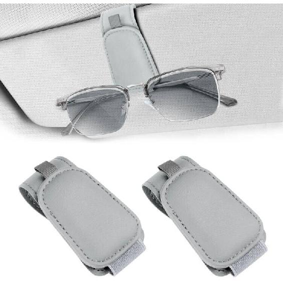 Teraves 2 Pack Sunglass Holder Clip For Car Visor, Upgrade Magnetic Leather Visor Sunglasses Clip, Easy To Hold Your Glasses Eyeglasses