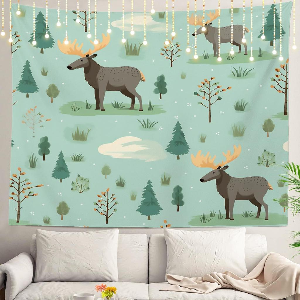 Northern Lights Wall Tapestry,View Over A Lake Green Storm Cloud Sky Wall Hanging Large Tapestry Decoration Polyester Fiber