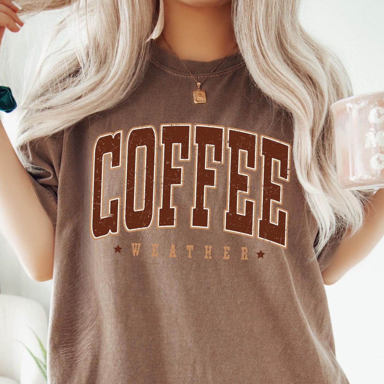 Coffee Weather Comfort Colors® Shirt, Coffee Graphic Tee, Trendy Retro T-Shirt, Coffee Lover Gift, Retro Fall Shirt, Oversized Autumn T-Shirt L
