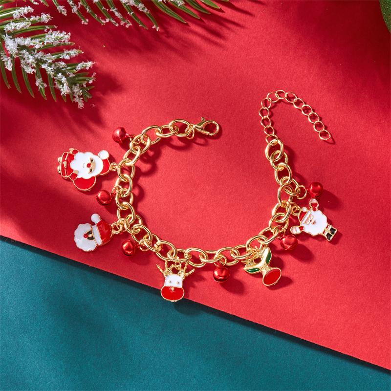 Merry Christmas Metal Chain Bracelet For Women Men Santa Claus Xmas Tree Snowflake Elk Snowman Bangles Girl Party Jewelry Gifts