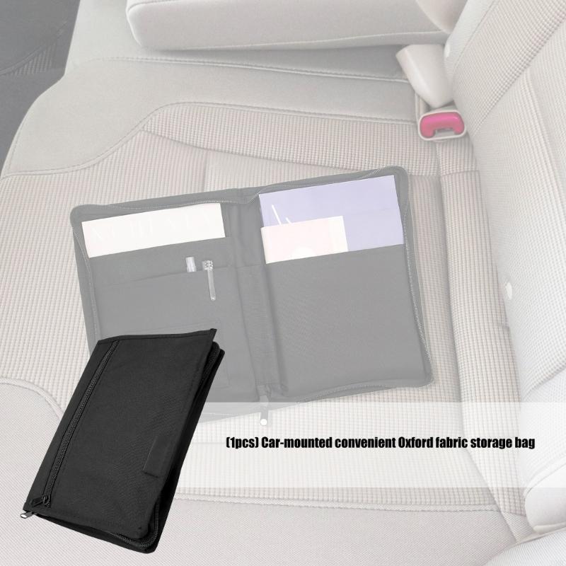 Automotive Grade Document Organiser with Multiple Compartments Tear Resistant Oxfords Bag For Vehicle Manual Storage J0MC
