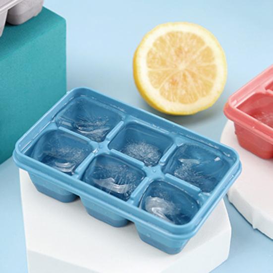 1 Set Ice Tray Mold with Lid 6 Grids DIY Making Ice Cube Tray Box Silicone Mold Kitchen Tools