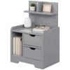 Bedside Table, Small Bedside Cabinet with 2 Drawers and Storage Shelves, Modern Nightstand for Bedroom, Grey