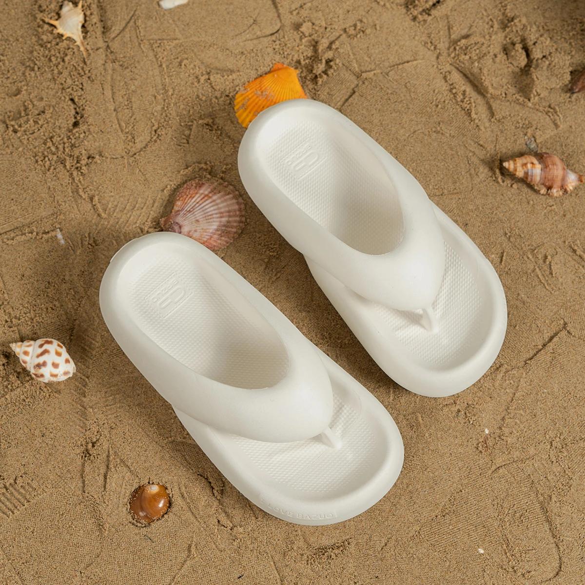 

Модные модные сандалии на мягкой подошве, шлепанцы на платформе, женские нескользящие тапочки из Евы с застежкой на носок, женские летние шлепанцы с толстым дном для ванной комнаты 35-36 белый