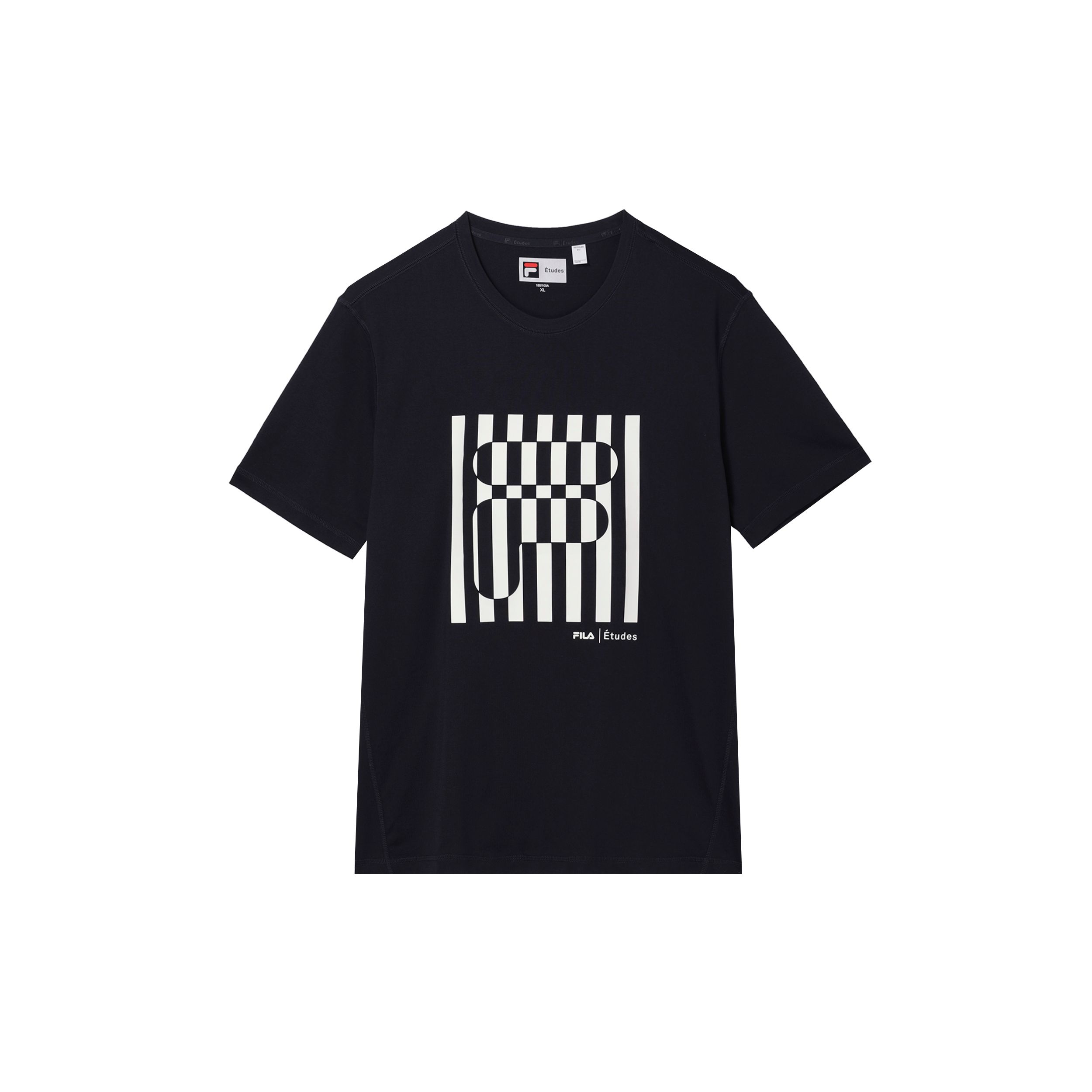 

FILA X Études Striped Logo Print Crew Neck Short Sleeve T-Shirt Men Tops Legendary-Blue F11M326108F-NV XXL