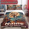 3-teiliges Bettbezug-Set (1 * Bettbezug + 2 * Kissenbezug, ohne Kern), Benutzerdefinierter Name The Rolling Stones Muster Bettwäsche-Set, Heim Schlafzimmer Dekor Geschenk