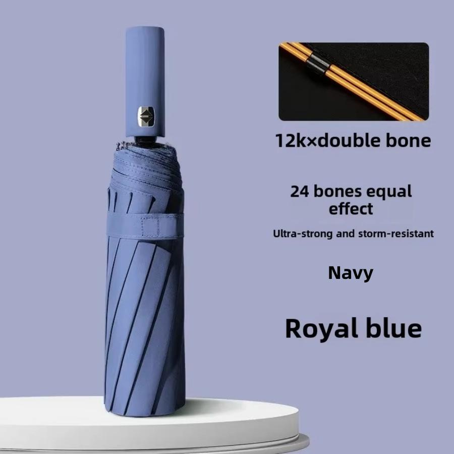 Windproof Large Umbrella Men, 106cm Large Solid color Automatic Umbrella Strong, 24 Ribs, Sun Rain Folding Umbrella Simple Style