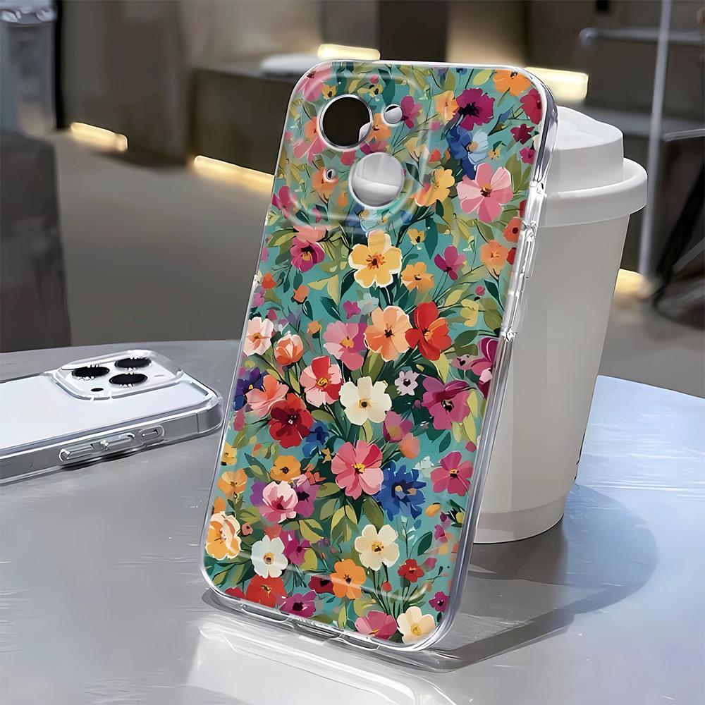 Colorful flowers For iPhone 16 15 14 13 12 11 Pro Max XS XR 16 14 Plus Phone Case Bumber Cover 16E