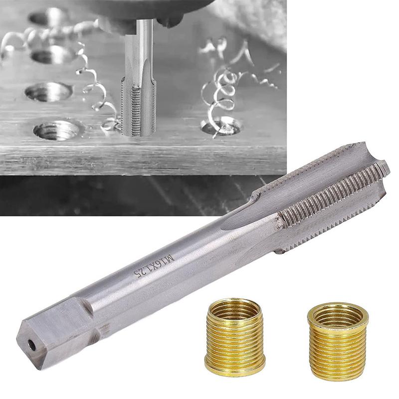 Universelle Reparaturwerkzeuge für Zündkerzengewindebohrungen M10/M12/M14 Metallgewindeeinsätze mit Gewindebohrer für Generatoren Autoreparatur Zündspulen-Werkzeugsatz