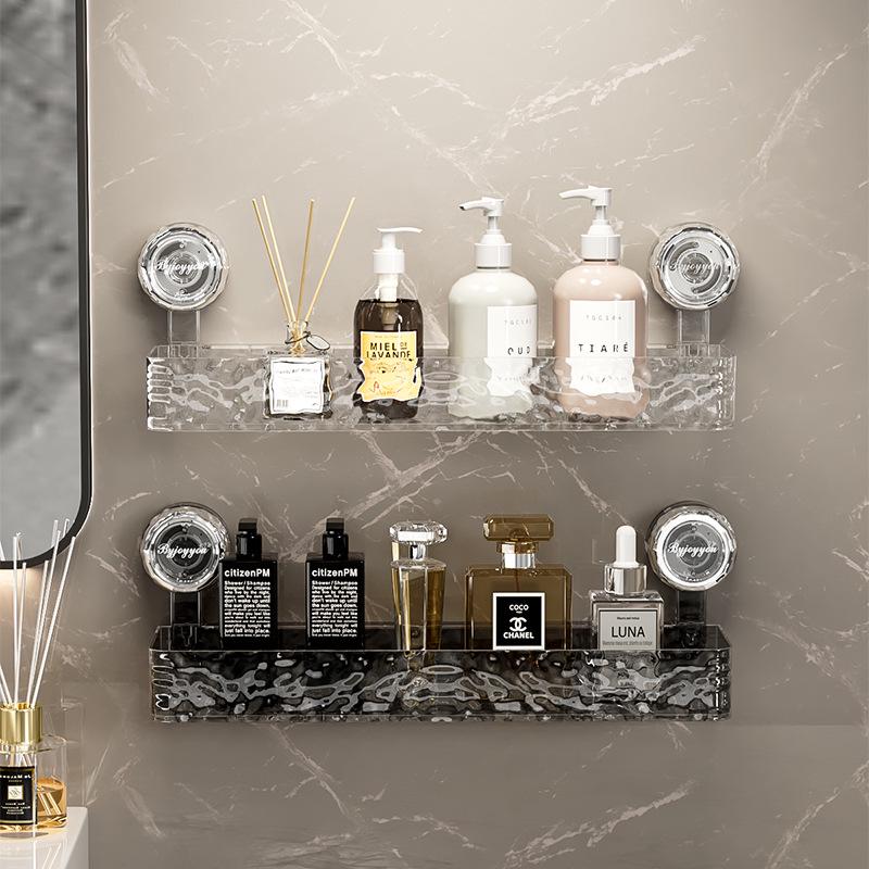 Punch-Free Suction Cup Bathroom Shelf - Wall-Mounted, Corrugated Washroom Storage Rack