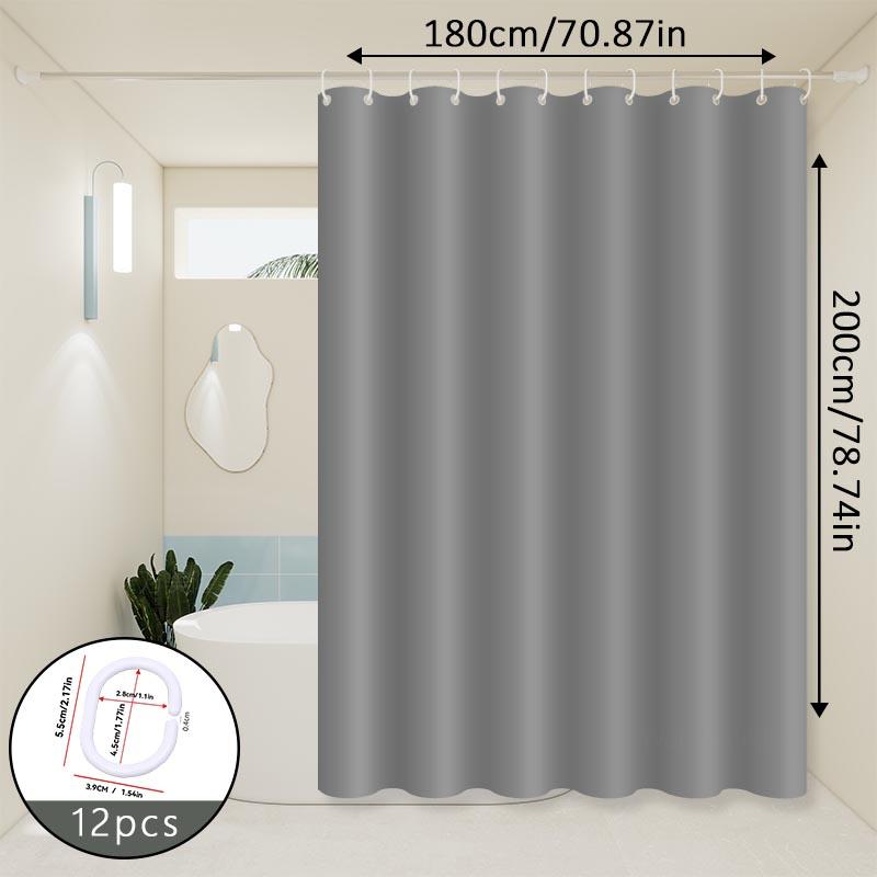 High-End Pure Gray Shower Curtain, Elegant Single-Color Design, Peva Bathroom Curtain, Simple and Durable, Suitable for Shower Partitions