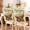 Holiday Inspire Easter Rabbits Print Plush Dining Chair Slipcover Dustproof for Home and Party Decoration