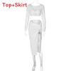 Streetwear Womens Long Sleeve V Neck Dress Set With Slit And Splicing For Casual Style