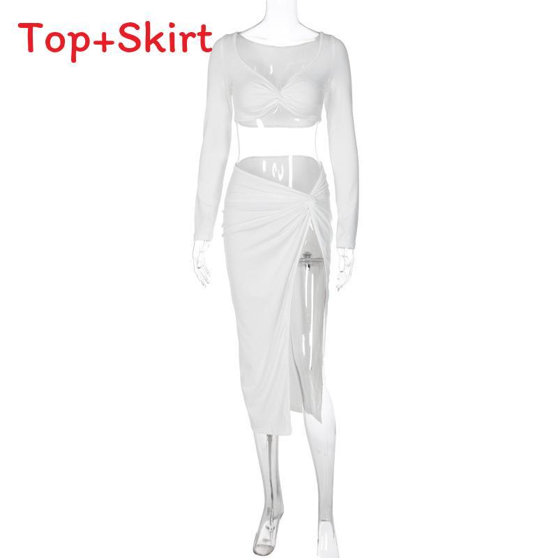 Streetwear Womens Long Sleeve V Neck Dress Set With Slit And Splicing For Casual Style