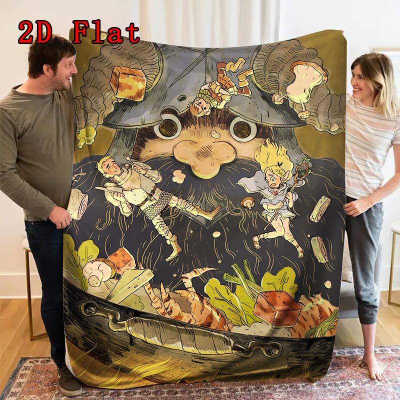 Delicious in Dungeon 2D Flat Pattern Flannel Blanket High quality All Seasons Warmth and Comfort Perfect for Christmas Gifts.PMT0914285