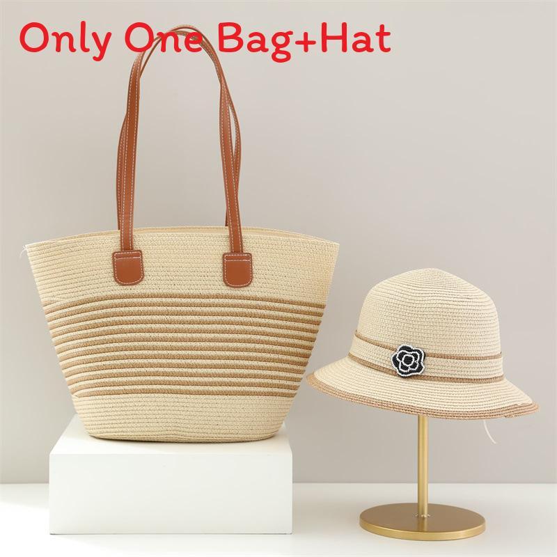 Straw Hat And Bag Set With Sun Protection For Outdoor Travel Casual Summer Adults