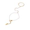 Style Fashion Gold Bracelet Finger Chain Integrated Pearl Stainless Steel Jewelry Women