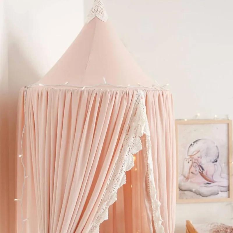 Ins Baby Room Decor Mosquito Net Kid Bed Curtain Canopy Round Crib Netting Tent  240cm Bedroom Girl Canopy Cot