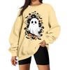 Women's Comfortable Casual Sweatshirt with Long Sleeve, Round Neck, Loose Fit, Small Halloween Print and Color Options