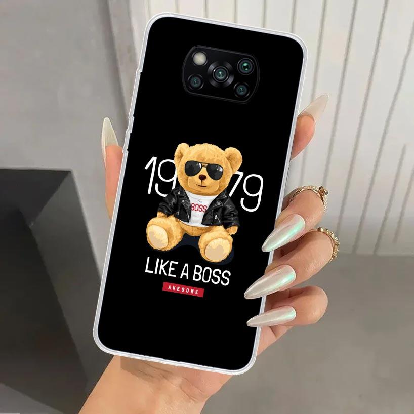 Fashion Brand Bear Phone Case for Xiaomi Poco X5 X6 X7 Pro F7 Ultra M7 Redmi 15 15C 13 13C 12 12C 10 10A 10C 9 9A 9C 9T Shell Po