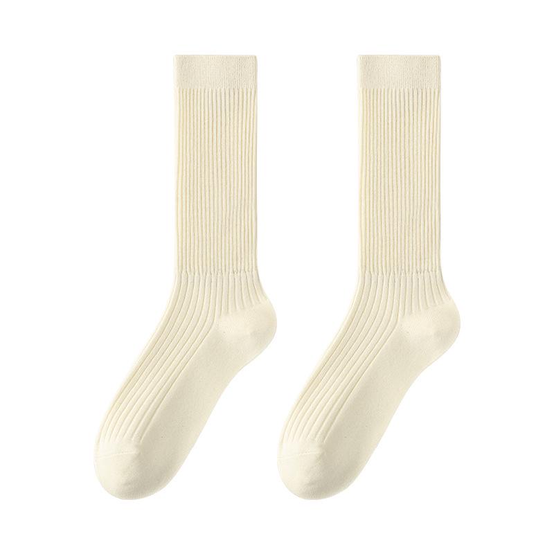 Women's Antibacterial Cotton Knee-High Socks - Soft, Breathable, Solid Color, Versatile for Spring & Autumn