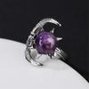 Elegant Moon and Star Crystal Ring Smooth Comfort Band Handmade Finger Jewelry Stylish Daily Wear Accessories