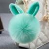 Cute Fluffy Bunny Toys Bear Keychain Rabbit Ear Key Chain Fur Woman Bag Charms Keyring Pom  Charm Pendant