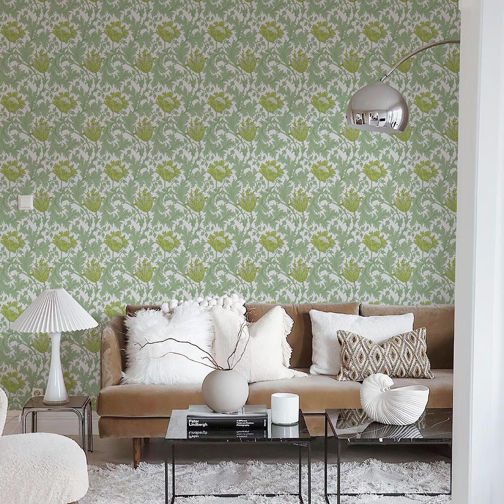 Grüne Blumen-Vinyltapete Selbstklebend Blätter Wandkontaktpapier Elegant Abziehbar Und Aufklebbar Möbel Vinyl Schrankaufkleber